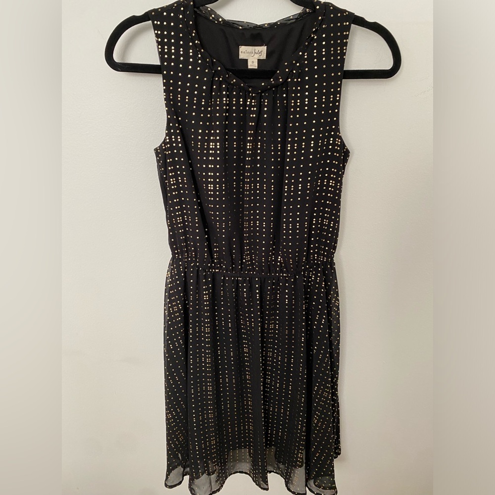 Maison Jules Black and Gold Polka Dot Dress